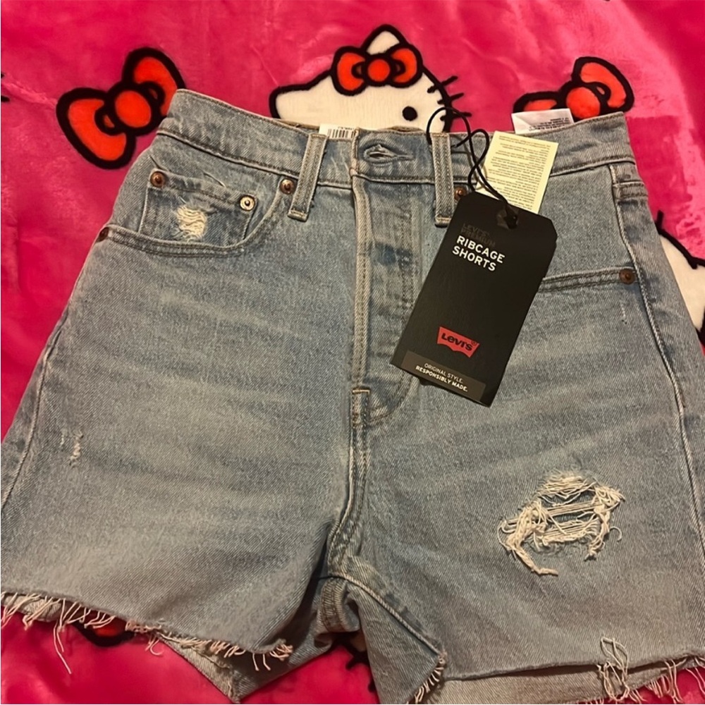 Levi's Blue Jean Shorts Distressed High-Waisted